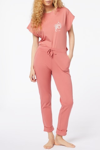 Pyjamabroek hoge taille Beka- Koraalrood