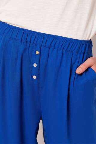 Linnen Pyjamabroek hoge taille Cemil- Koningsblauw