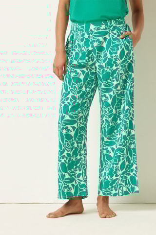 Linnen 7/8 Pyjamabroek hoge taille Atiya- Groen