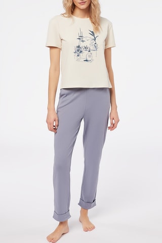 Pyjamabroek hoge taille Beka- Blauw