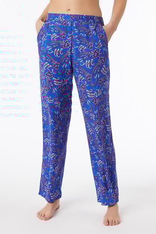 Pyjamabroek hoge taille Sysis- koningsblauw en rood