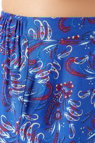 Pyjamabroek hoge taille Sysis- koningsblauw en rood