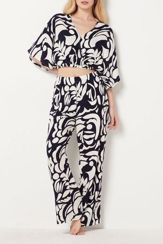 Crop Pyjamatop Belin - Marineblauw en Ecru