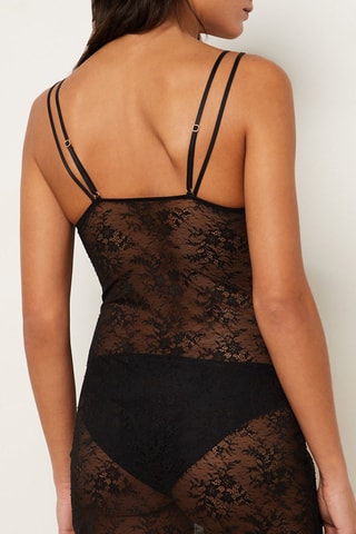 Kanten Slipdress - Zwart