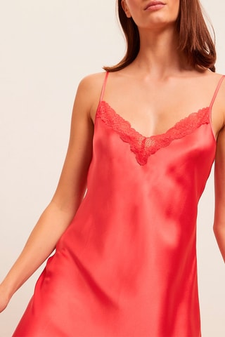 Zijden Slipdress Milky Koraalrood