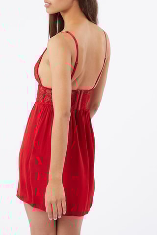 Slipdress van 2 materialen Sky- Rood