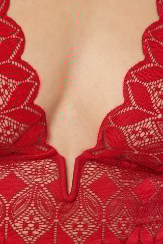 Slipdress van 2 materialen Sky- Rood