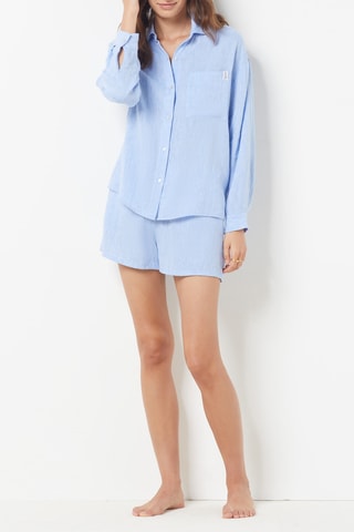 Linnen Nachthemd Pajamas Gemêleerd Hemelsblauw
