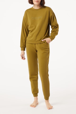 Sweater Loungewear Gemêleerd Kaki