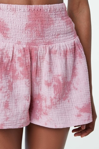 Strandshort met Tie and Dye Effect - Roze