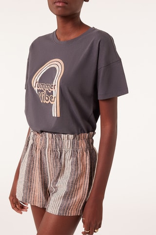 Short en lin - Marron et orange