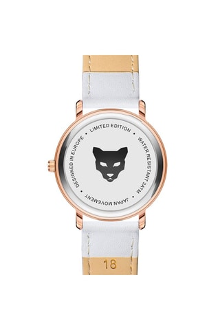 Montre à quartz en cuir Monaco - Blanc et doré rose