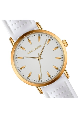 Montre à quartz en silicone Florence - Blanc et doré