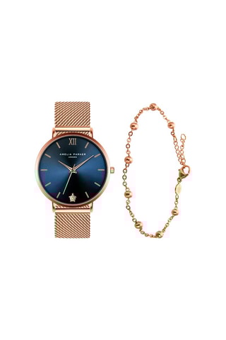 Coffret montre à quartz en acier et bracelet Midnight Sky