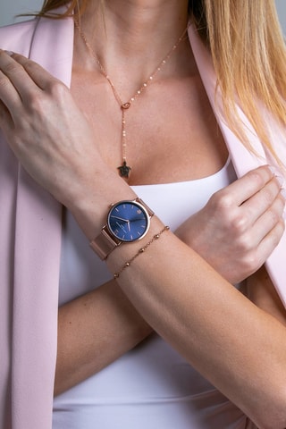 Coffret montre à quartz en acier et bracelet Midnight Sky