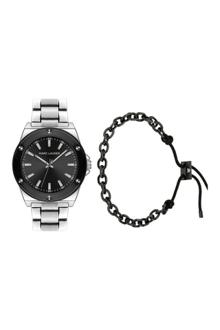 Coffret montre à quartz en acier et bracelet Cologne