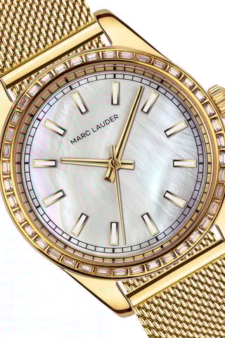 Coffret montre à quartz en acier et zircons et bracelet Tirana