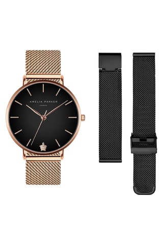 Coffret montre à quartz et 2 bracelets en acier