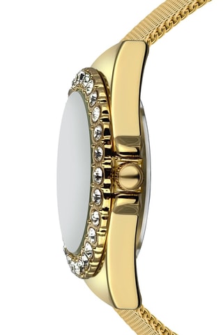 Montre à quartz en acier et zircons Classic - Doré et blanc