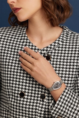 Montre à quartz en acier et zircons Gala - Argenté et noir