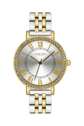 Montre à quartz en acier et zircons Porcelain