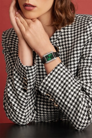 Montre à quartz en cuir de veau et zircons Wimbledon