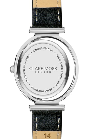 Montre à quartz en cuir de veau Clare Petite - Argenté et noir