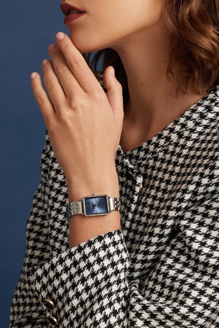 Montre à quartz en acier - Argenté et bleu