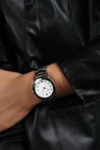 Montre à quartz en acier Sofia - Argenté et vert