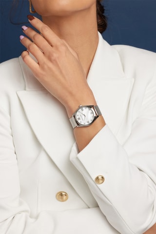 Coffret montre à quartz en zircons et bracelet Geneva