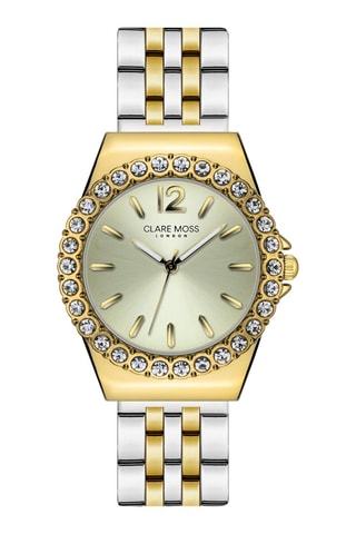 Relógio de quartzo em aço e zircões Kensington - Dourado e prateado