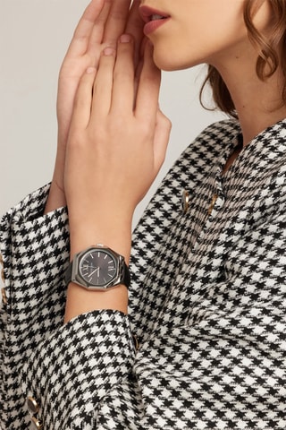 Montre à quartz en cuir de veau Porter - Noir et argenté