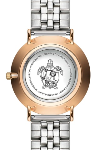 Relógio de quartzo de aço Rose Turtle - Prateado e dourado-rosa