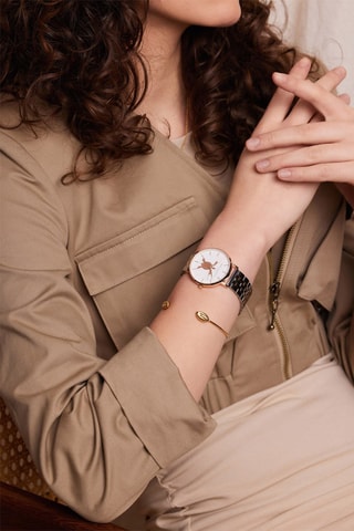 Relógio de quartzo de aço Rose Turtle - Prateado e dourado-rosa