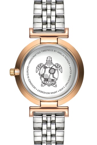 Relógio de quartzo em aço - Dourado-rosa e prateado