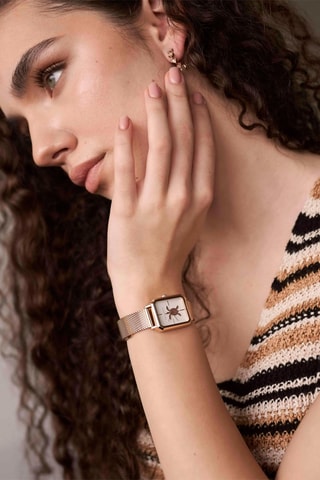 Relógio de quartzo em aço Serenity Dourado-rosa