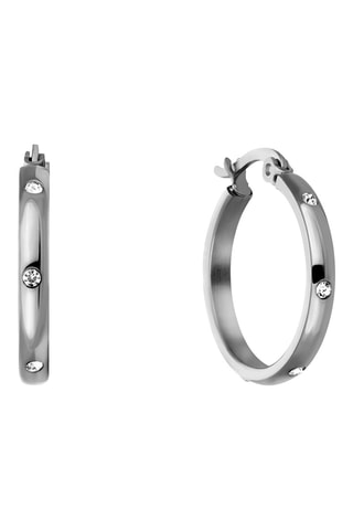 Coffret montre à quartz en acier et créoles en cristaux Serendipity Sea