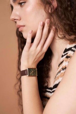 Montre à quartz en cuir Joyful Journey - Marron et doré rose