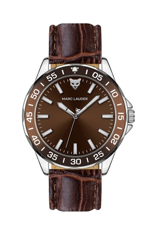 Montre à quartz en cuir Ljublijana - Marron et argenté