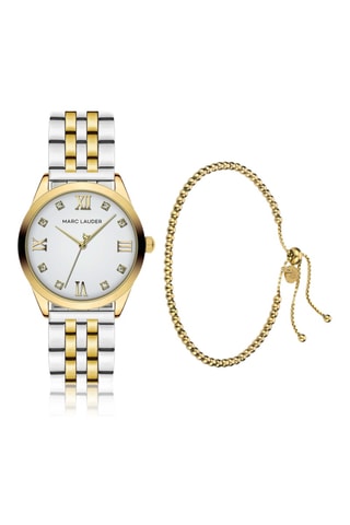 Coffret montre à quartz en acier et bracelet