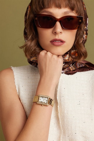 Relógio de quartzo em aço, madrepérola e zircões Jesse