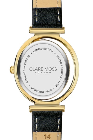 Montre à quartz en cuir de veau Clare - Doré et noir