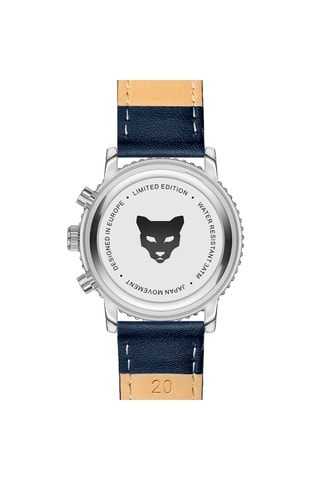 Montre à quartz en cuir Prague - Bleu et argenté