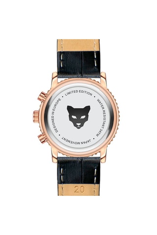 Montre à quartz en cuir Granada - Fonction GMT - Noir et doré rose