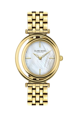 Relógio de quartzo em aço e madrepérola Clare Pearl - Dourado e branco