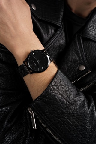 Montre à quartz en acier Perth - Noir