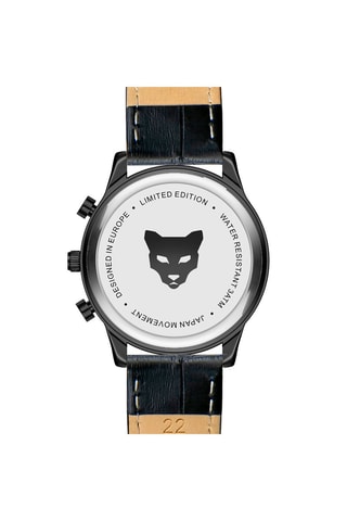 Montre à quartz en cuir London - Chronographe - Noir