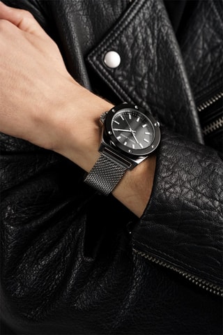 Montre à quartz en acier Cologne - Argenté et noir