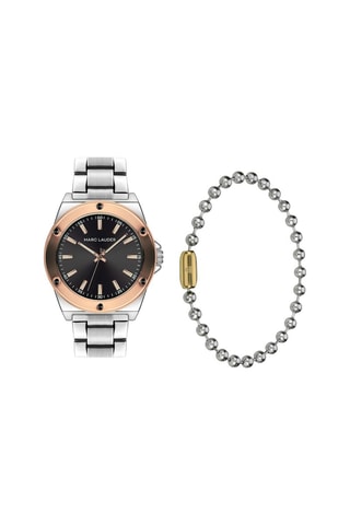 Coffret relógio de quartzo de aço e bracelete