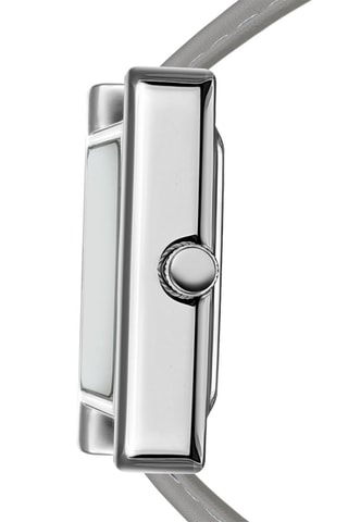 Montre à quartz en cuir de veau Polo - Gris foncé et argenté